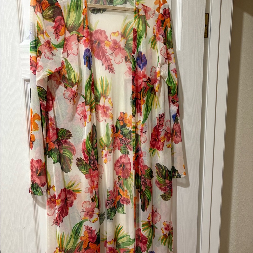 Floral Sheer Kimono Cover-Up